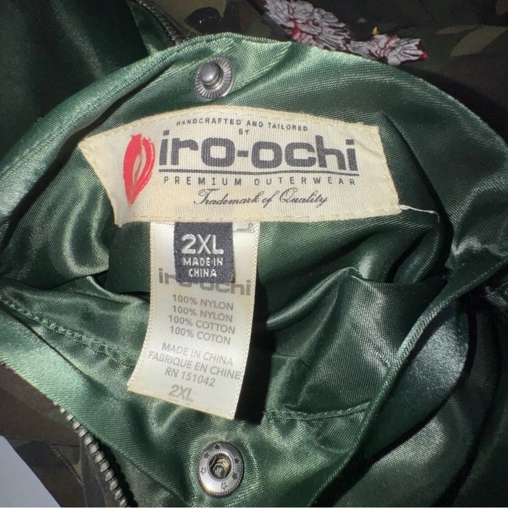 IRO Iroochi Reversible Camo Green Bomber Jacket Embroidered Tiger‎ Floral 2XL